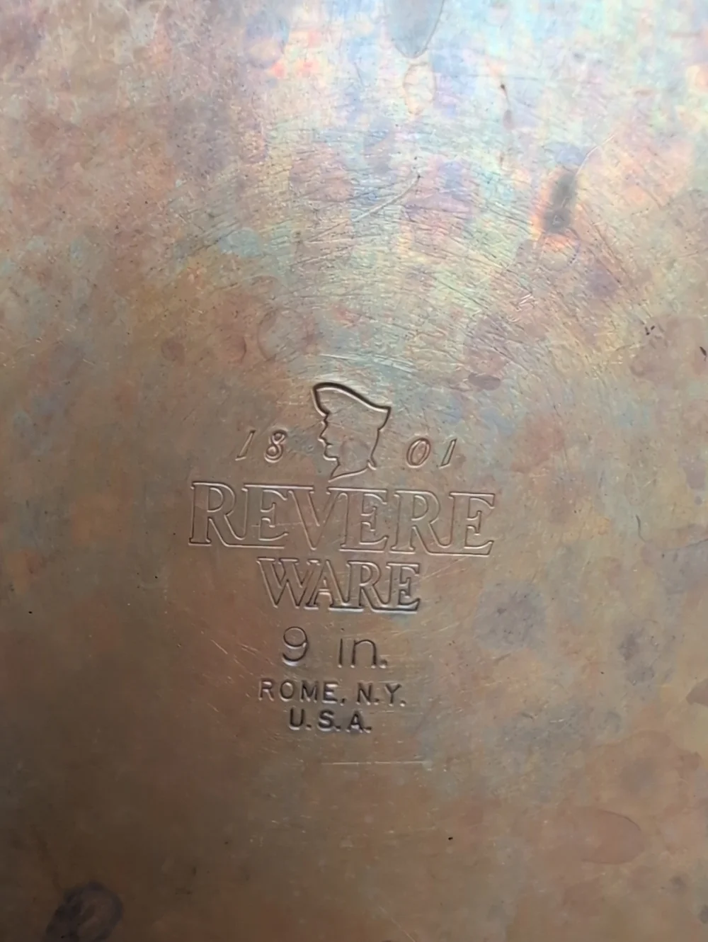 Vintage Revere Ware 1801 Copper Bottom 9